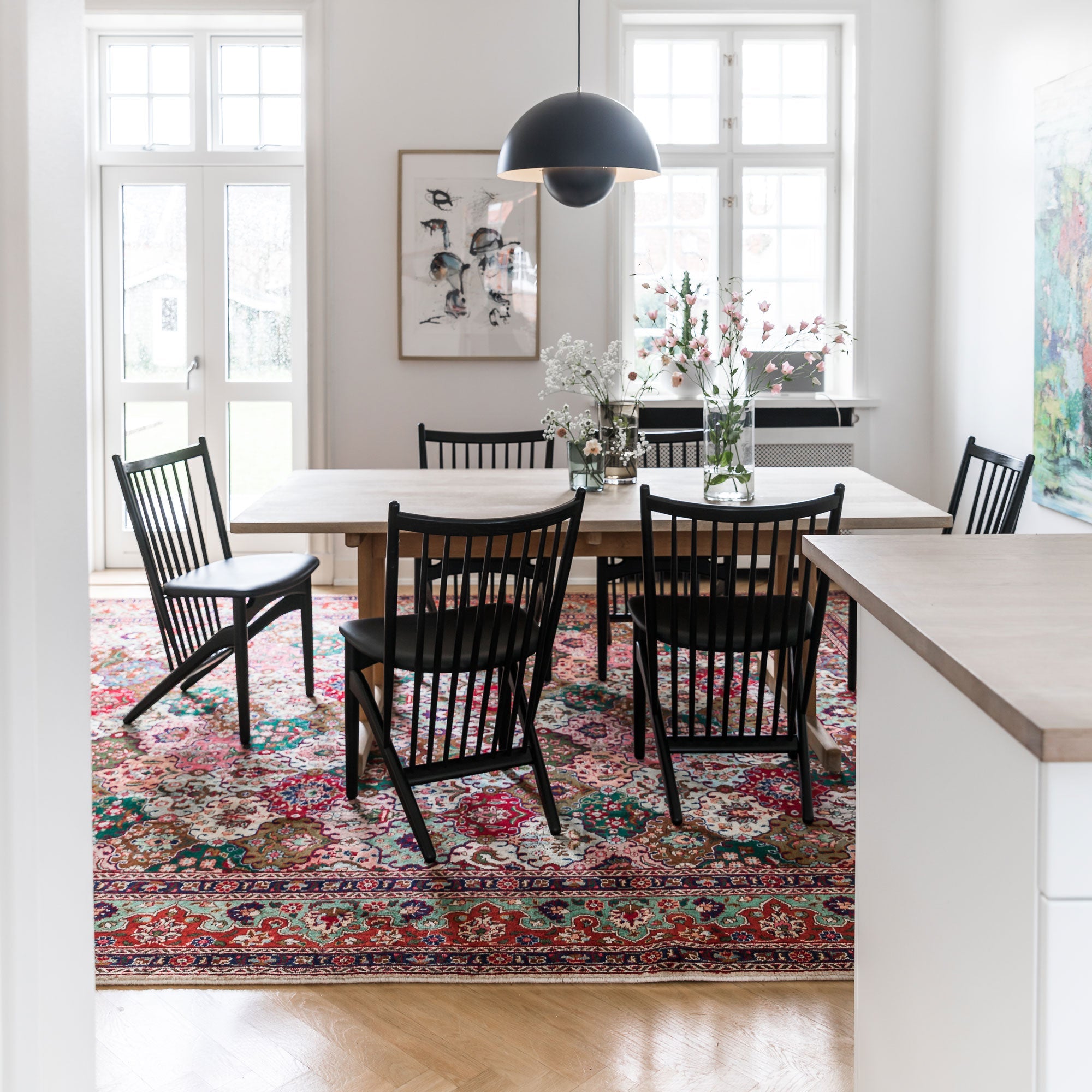 Dining table chair, oak black lacquer