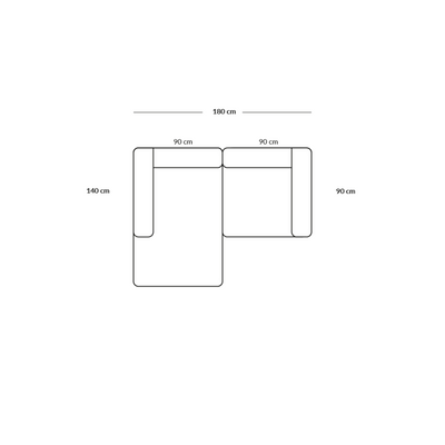BASECAMP Small - left chaiselounge, 2 modules, 140x180cm