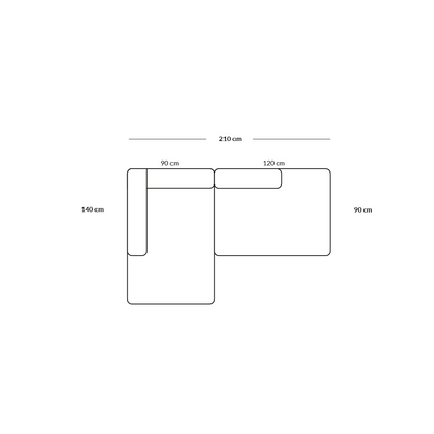 BASECAMP Small open end - left chaiselounge, 2 modules, 140x210cm