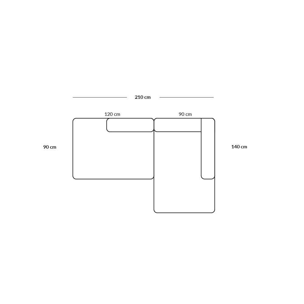 BASECAMP Small open end - right chaiselounge, 2 modules 140x210cm