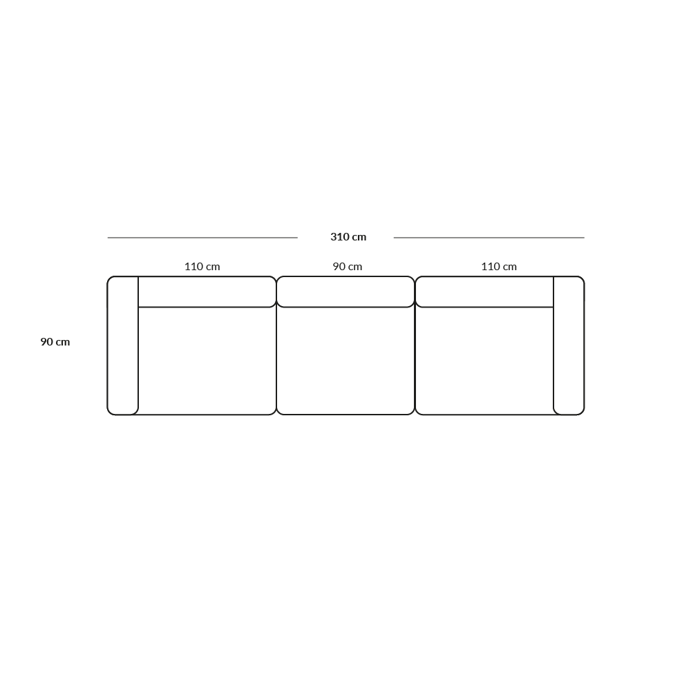 BASECAMP XL three seater - 3 modules, 90x310cm