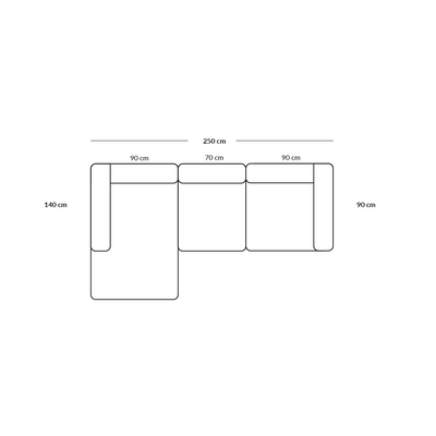 BASECAMP Chaiselounge - left chaiselounge, 3 modules, 140x250cm
