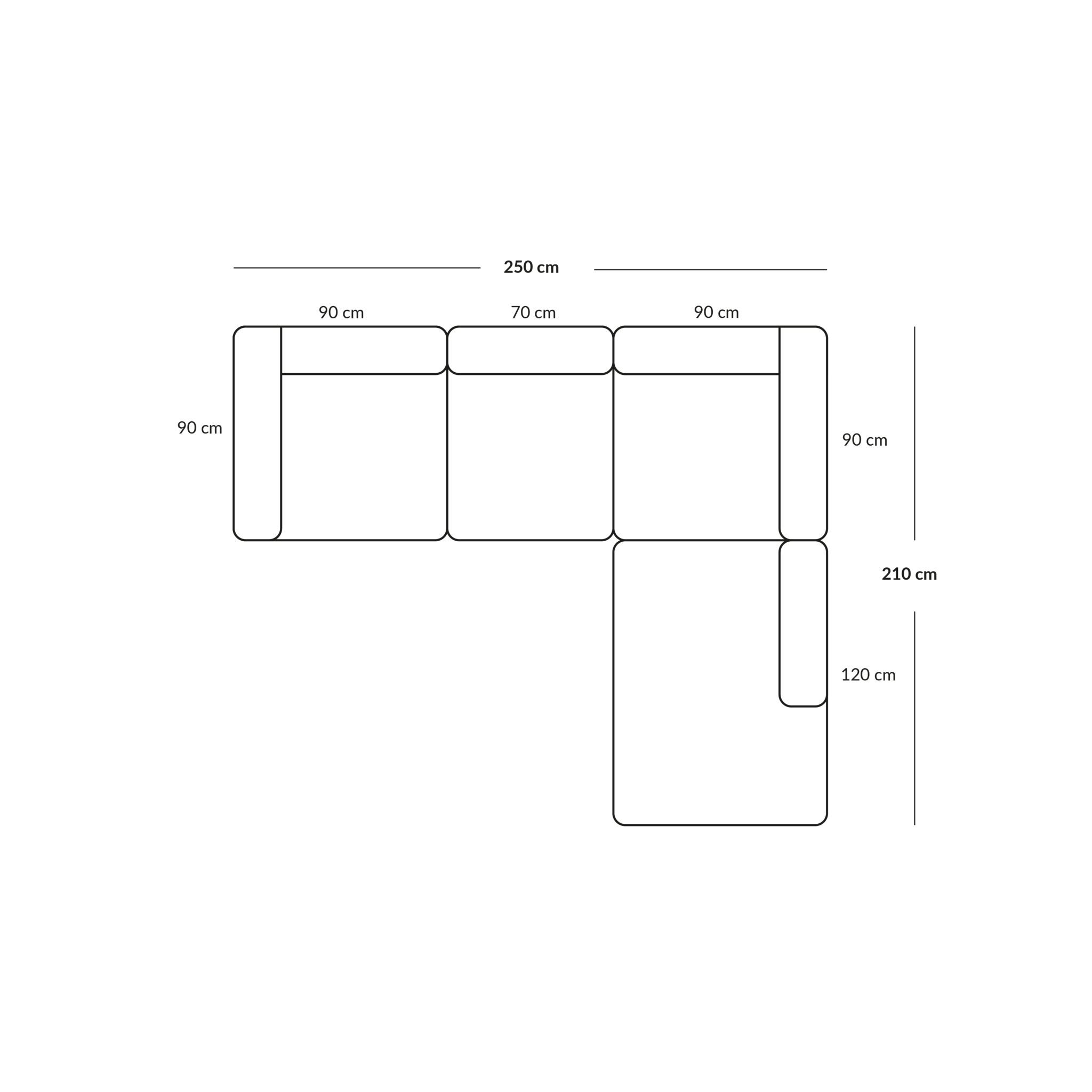 BASECAMP Small family - right open end, 4 modules, 210x250cm