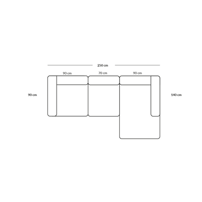 BASECAMP Chaiselounge - right chaiselounge, 3 modules, 140x250cm