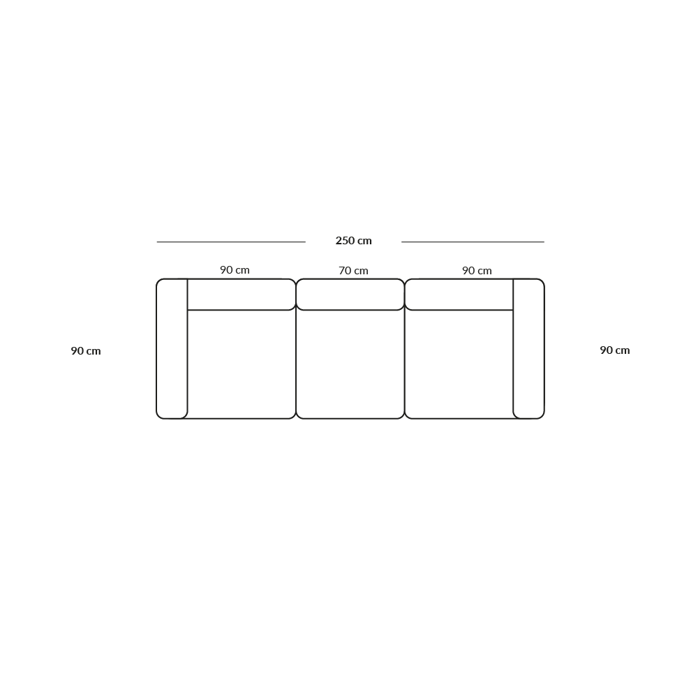BASECAMP three seater - 3 modules, 90x250cm