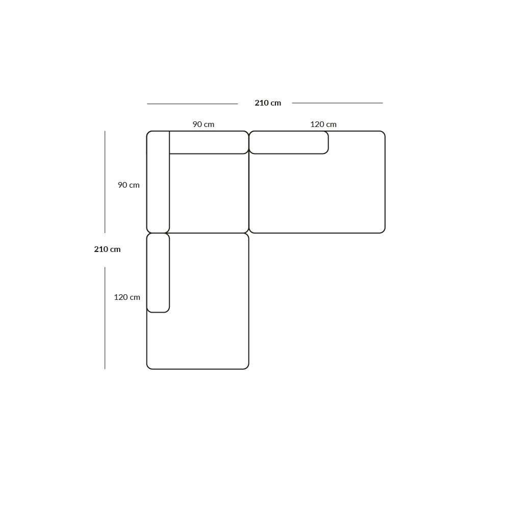 BASECAMP Corner open end - 3 modules, 210x210cm