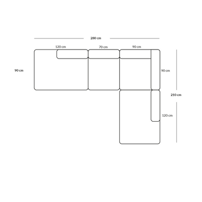 BASECAMP Open end open - right open end, 4 modules, 210x280cm