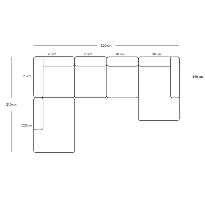 BASECAMP Family - right chaiselounge, 5 modules, 210x320cm