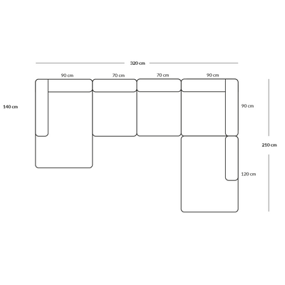 BASECAMP Family - left chaiselounge, 5 modules, 210x320cm