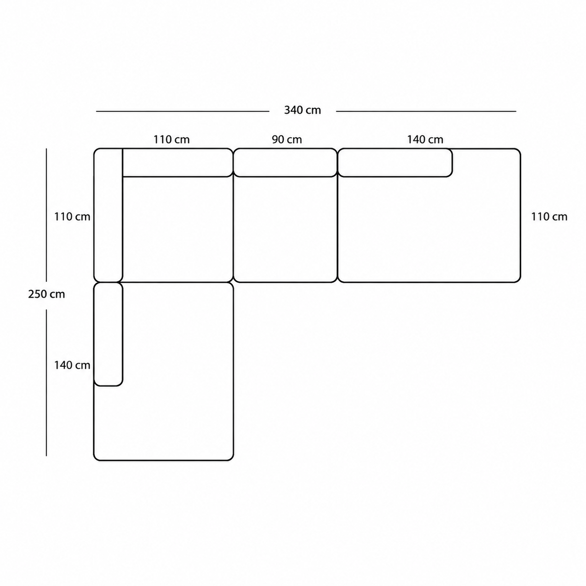 BASECAMP XL Deep Open End Open - Left Open End, 4 modules, 250x340 cm