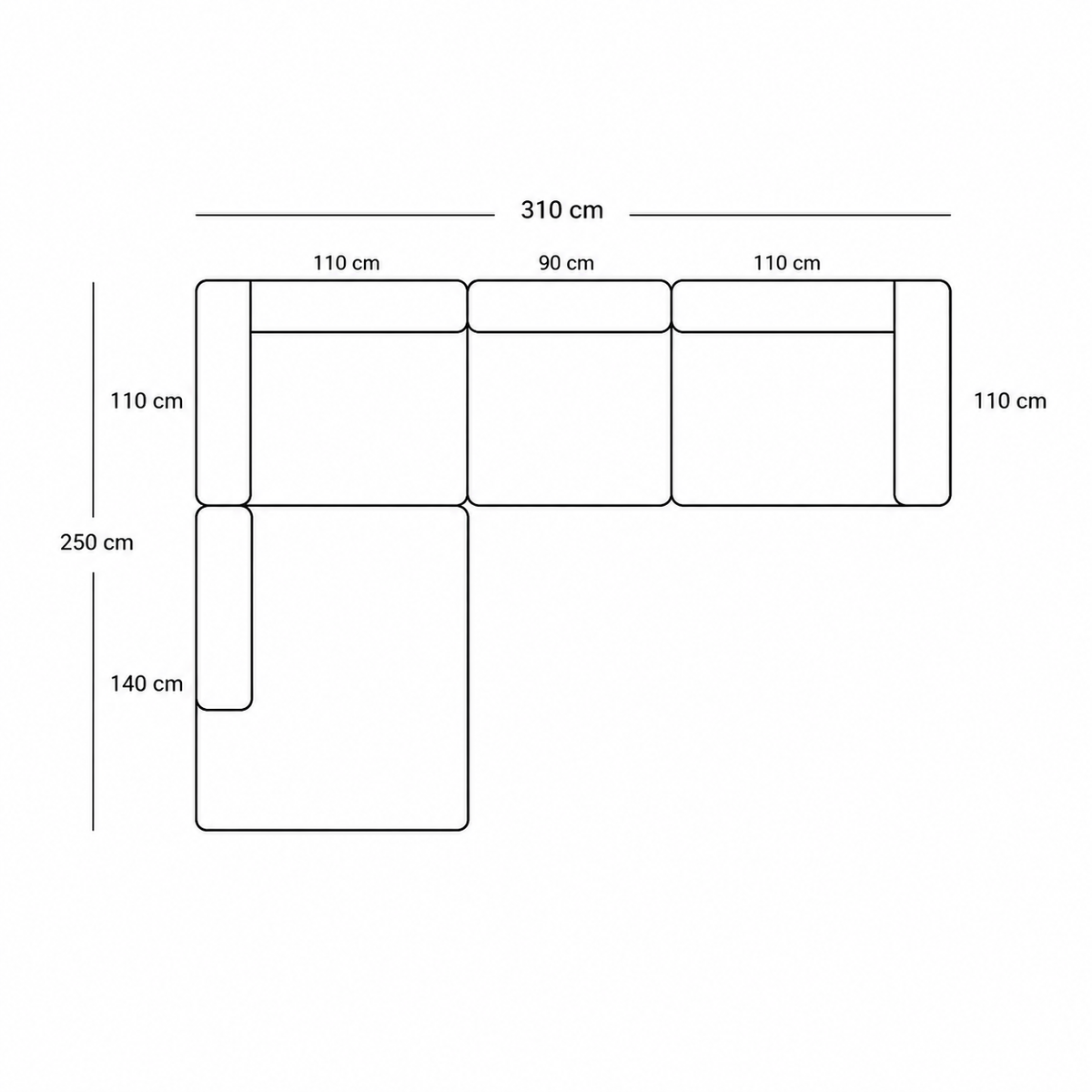 BASECAMP XL Deep Small Family - Left Open End, 4 modules, 250x310 cm