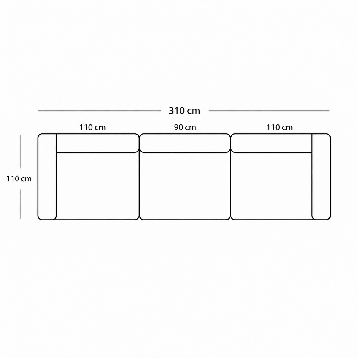 BASECAMP XL Deep Three Seater - 3 modules, 110x310 cm