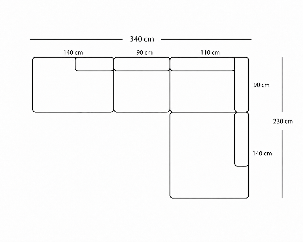 BASECAMP XL Open End Open - Right Open End, 4 modules, 230x340 cm