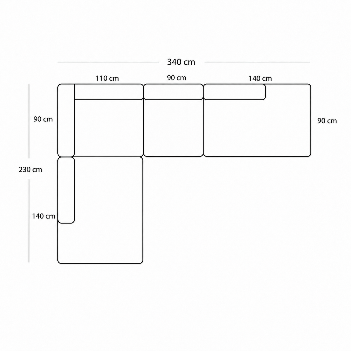 BASECAMP XL Open End Open - Left Open End, 4 modules, 230x340 cm