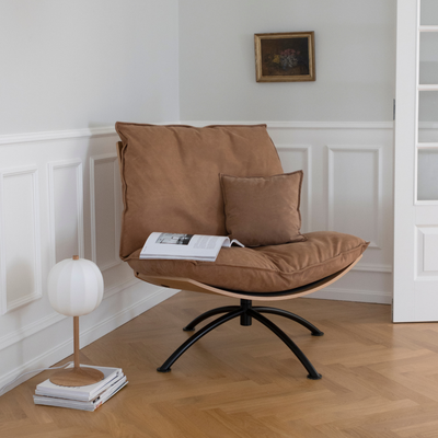 PRIMETIME - Armchair with stool, Black steel