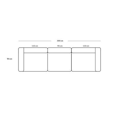 BASECAMP XL three seater - 3 modules, 90x310cm