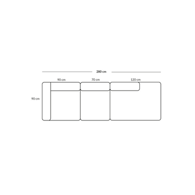 BASECAMP Three seater open - left corner, 3 modules, 90x280cm