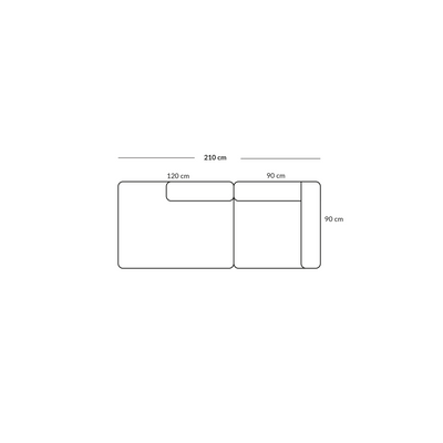 BASECAMP Two seater open end - right corner, 2 modules, 90x210cm