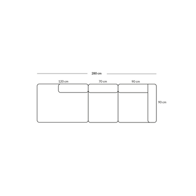 BASECAMP Three seater open - right corner, 3 modules, 90x280cm