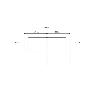 BASECAMP XL Small - right chaiselounge, 2 modules, 160x220 cm