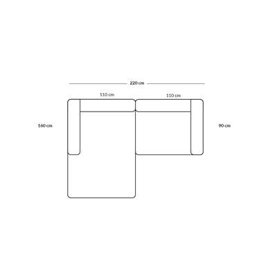 BASECAMP XL Small - left chaiselounge, 2 modules, 160x220 cm