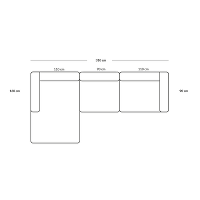 BASECAMP XL Chaiselounge - left chaiselounge, 3 modules, 160x310cm