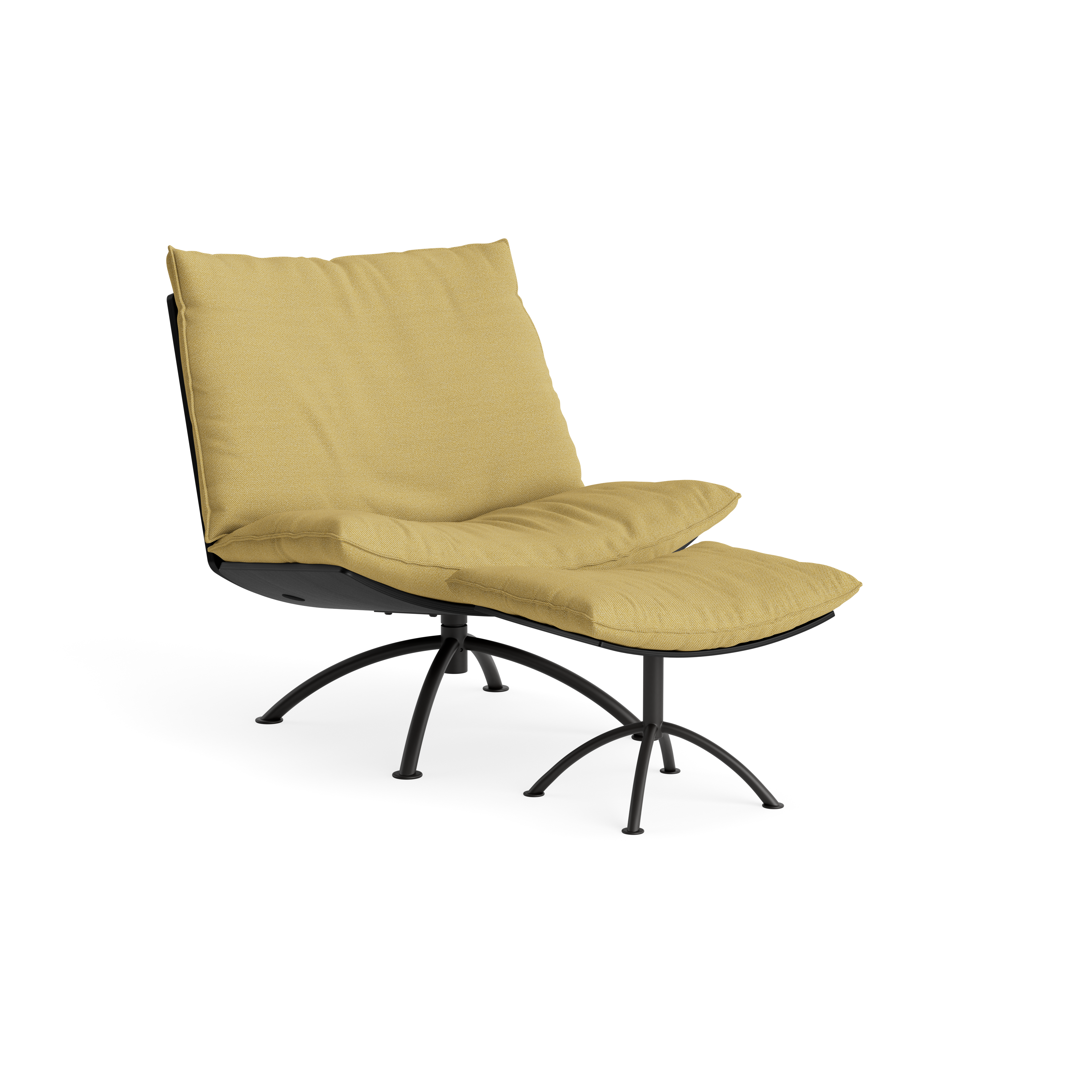 PRIMETIME - Armchair with stool, Black steel