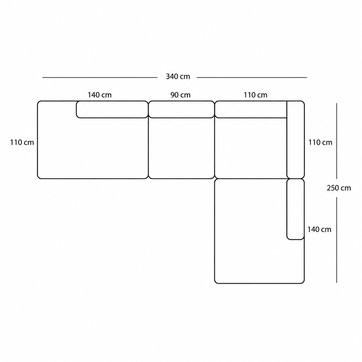 BASECAMP XL Deep Open End Open - Right Open End, 4 modules, 250x340 cm