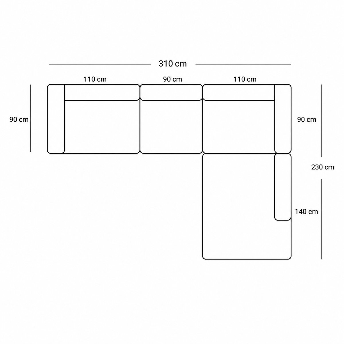 BASECAMP XL Small Family - Right Open End, 4 modules, 230x310 cm